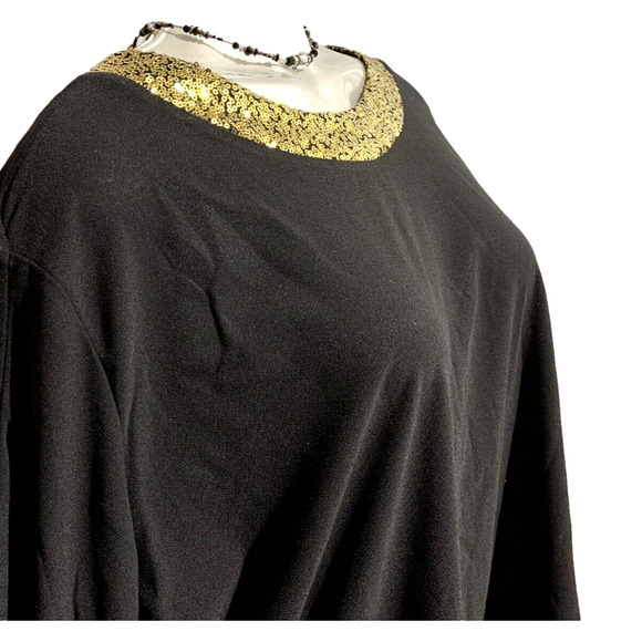 NWT Women's Chloe Jasmine Black Party Top with Gold Sequin Collar Size 26 28 3X - Picture 5 of 11